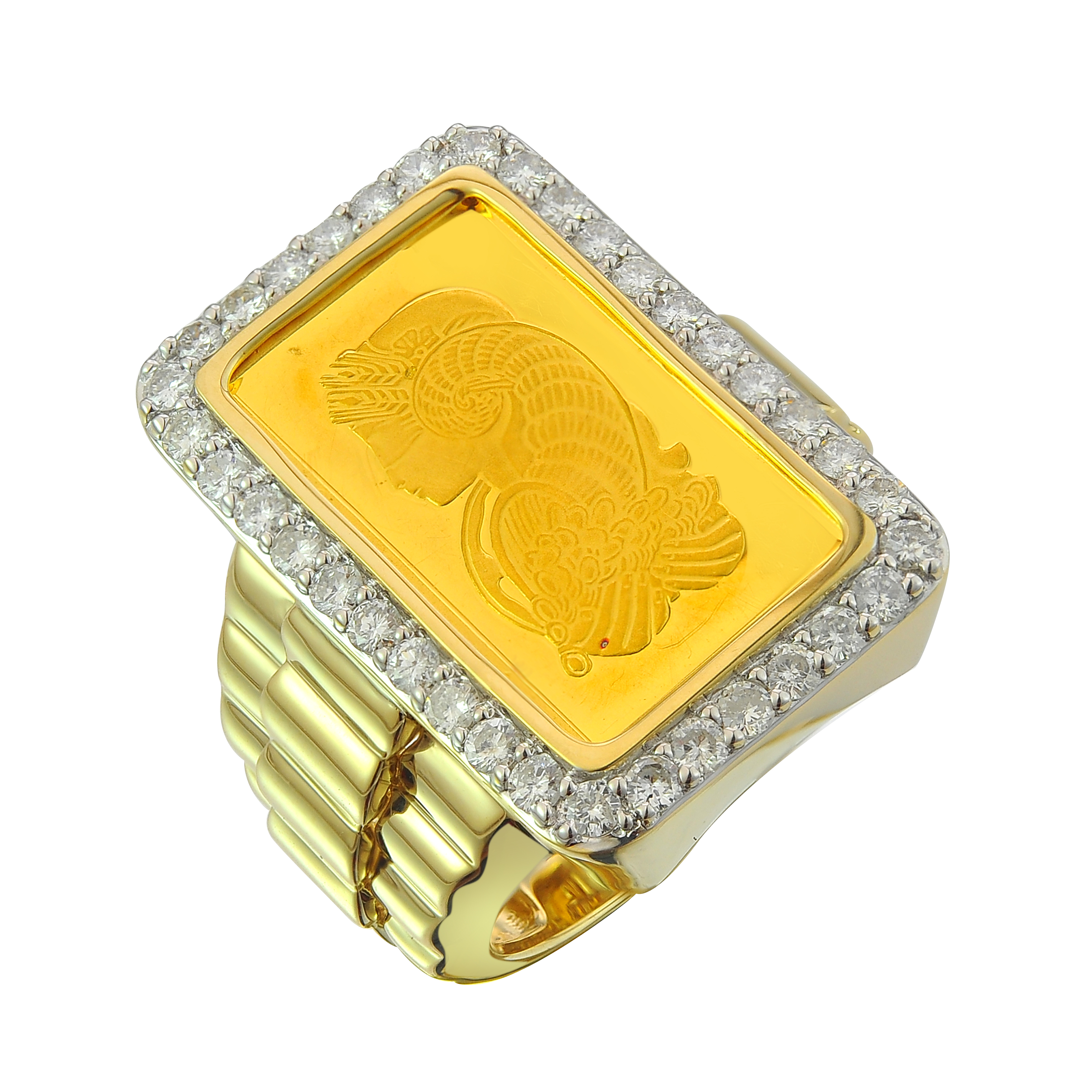 Diamond Ring 1.16 ct. 10K Yellow Gold 17.28g 5g Suisse